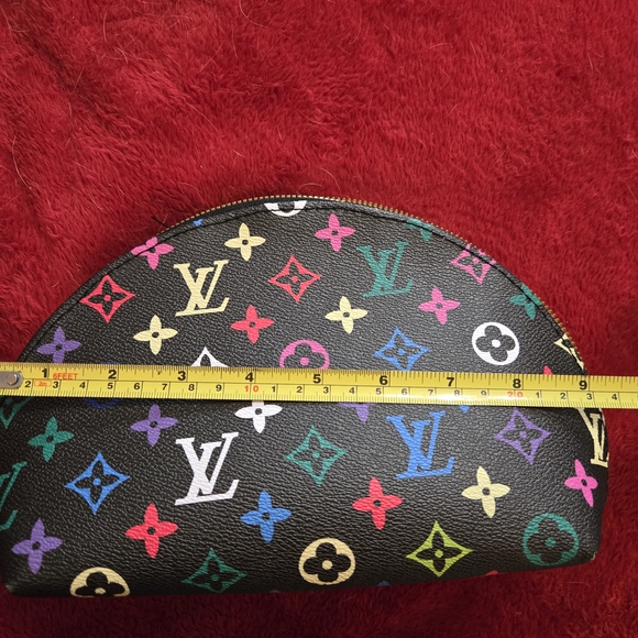 Luxury-Inspired Black Multicolor Monogram Cosmetic Pouch Trio - Picture 4 of 9